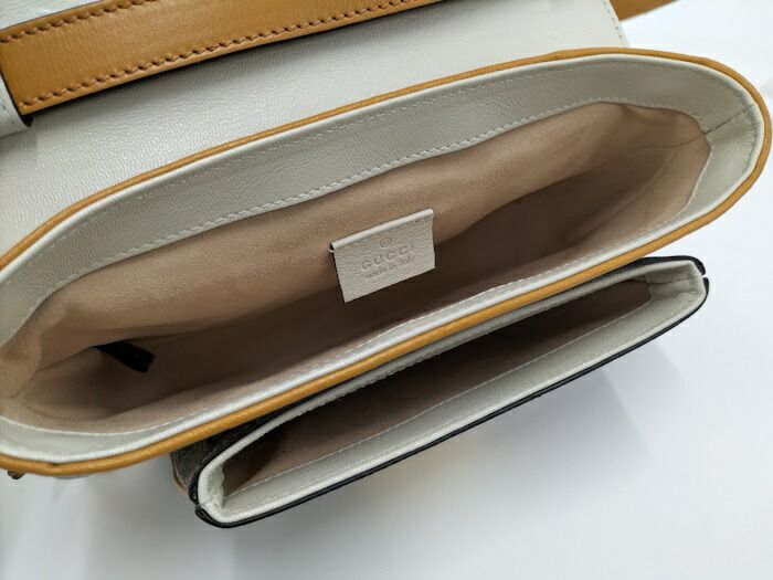 Gucci Shoulder Bag GG Supreme Beige Mustard White 658487