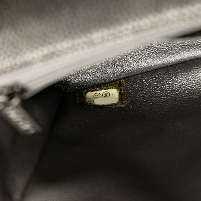 Chanel Mini Matelasse 20 Coco Mark Chain Shoulder Bag Silver Gray Caviar Skin