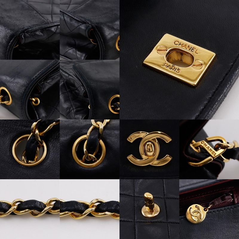 Chanel Matelasse Chain Shoulder Vintage Lambskin Black Women Shoulder Bag