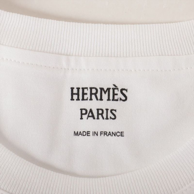 Hermes 100% Cotton T-shirt Women's 36 2e4613du White Made In France