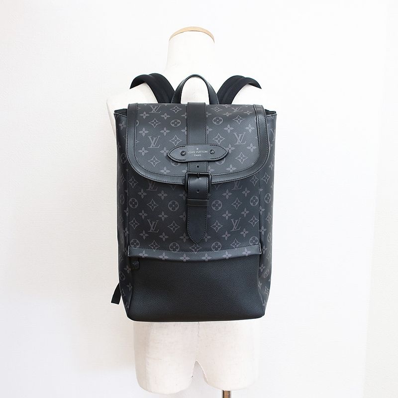 Louis Vuitton Saumur Backpack Rucksack M45913 Black Monogram Eclipse