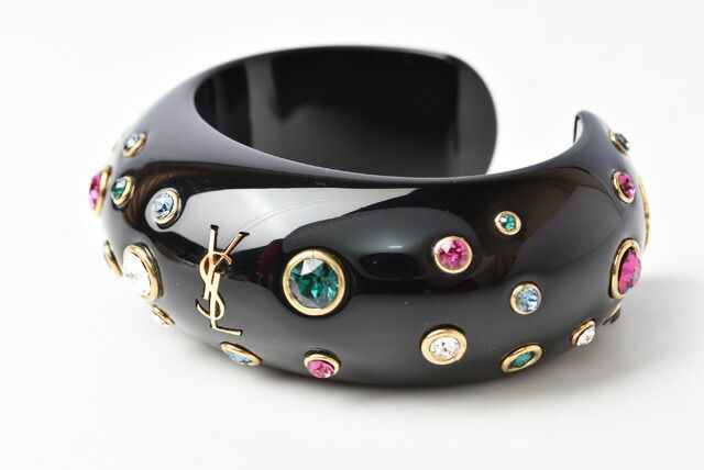 Saint Laurent Bangle Bracelet Saint Laurent Bangle Rhinestone Multicolor Black
