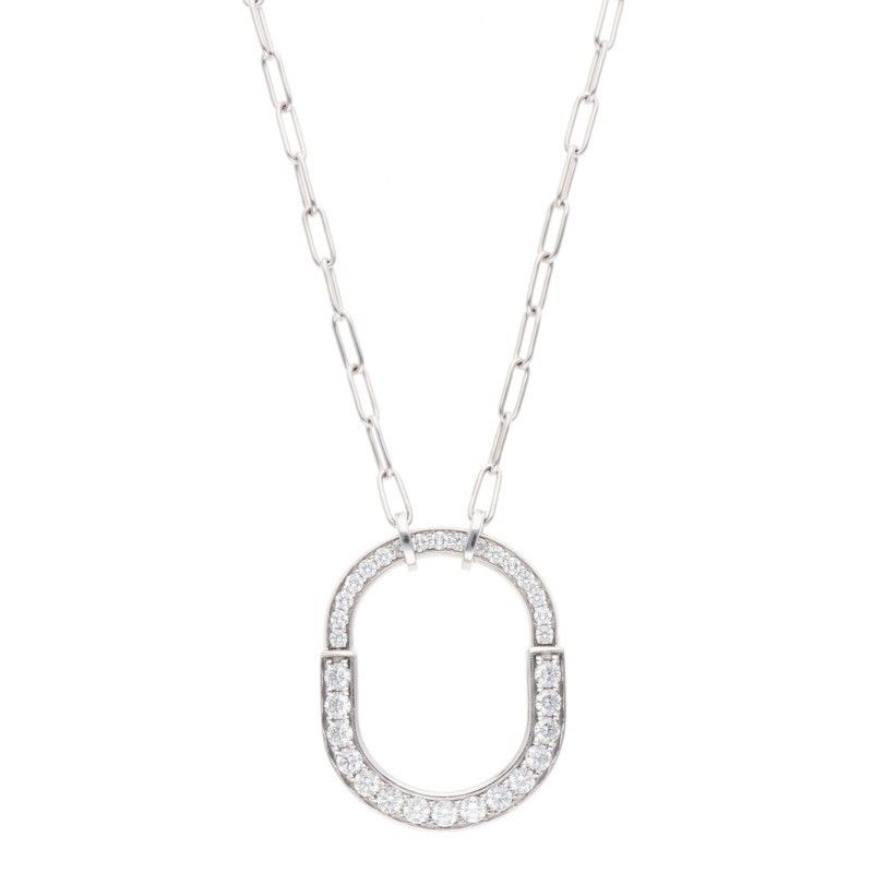 Tiffany & Co Lock 18K White Gold Diamond Necklace Men's