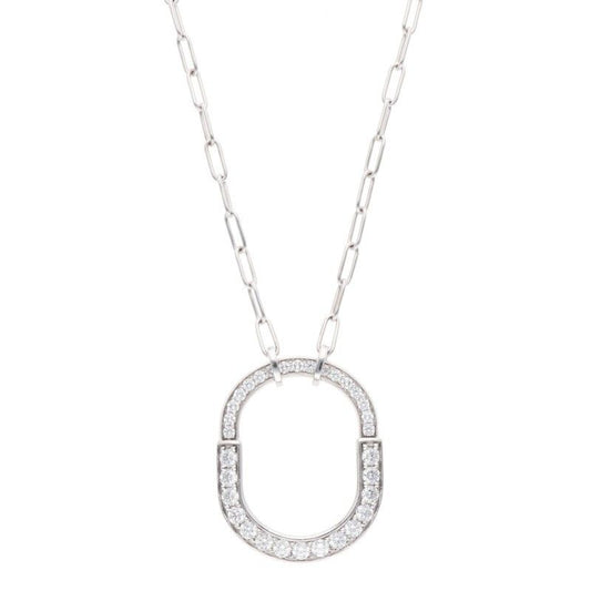 Tiffany & Co Lock 18K White Gold Diamond Necklace Men's
