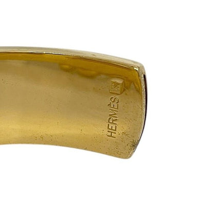 Hermes Bangle Gold Brown Excellent Condition GP Croc Used Hermes