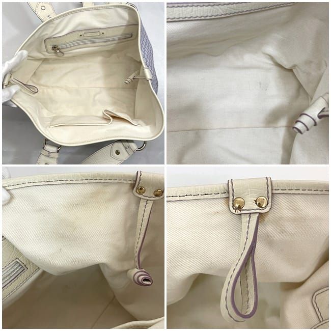 Celine Tote Bag White Purple Pastel Color Macadam Excellent Condition