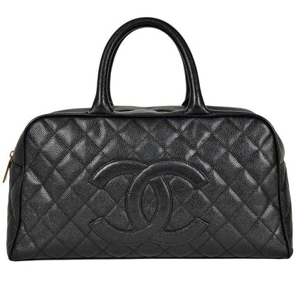 Chanel Coco Mark Matelasse Mini Boston Bag Caviar Skin A20996 Black