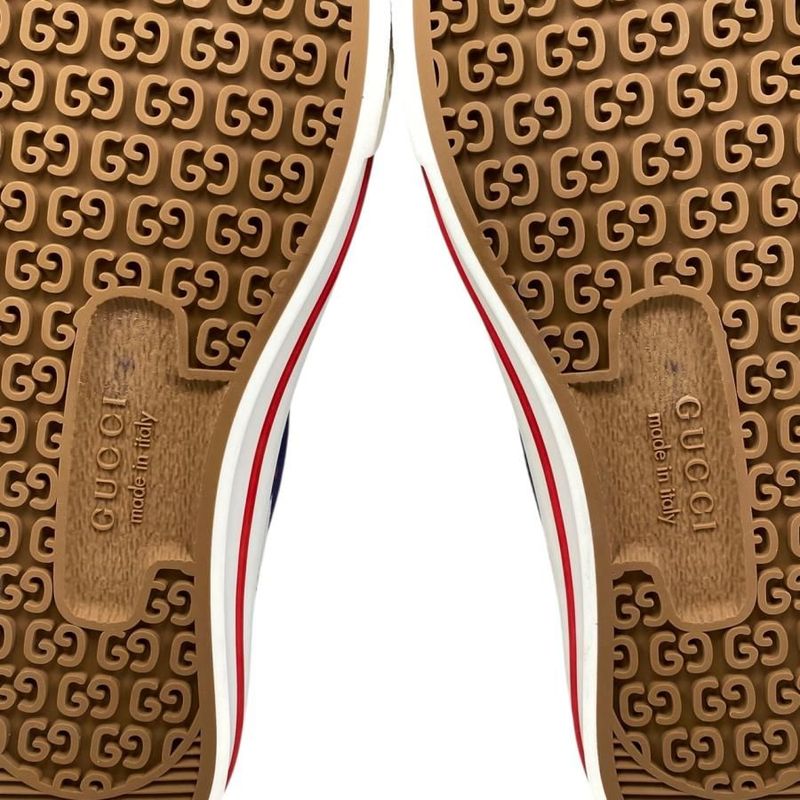 Gucci Sneakers Tennis 1977 Low Cut 606110 38 1 2 Size Double G Dot Navy Red