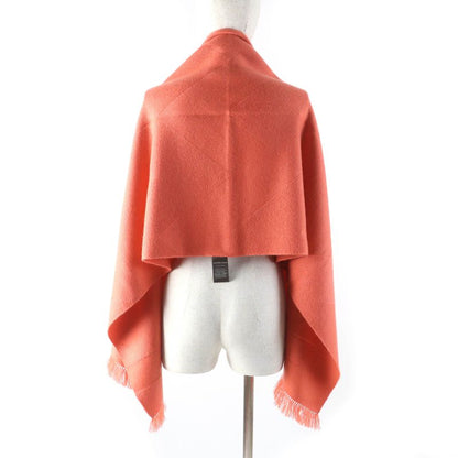 Hermes Grand Chevron 100% Cashmere Rose Blush Leather Scarf With Logo Patch And