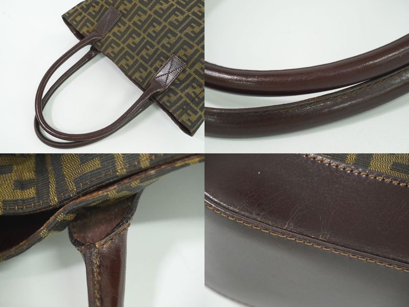 Authentic Fendi Zucca Tote Handbag Canvas Brown 16328 Zucca Bag Pre-owned