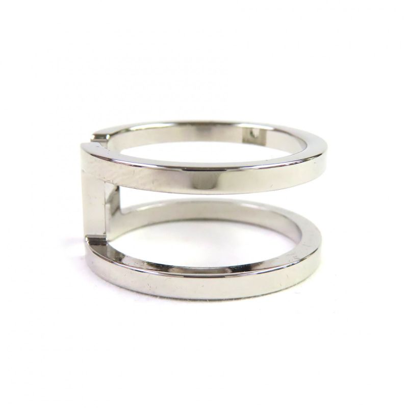 Hermes H Anne Long Palladium Scarf Ring Silver With Box And Storage Bag Made In