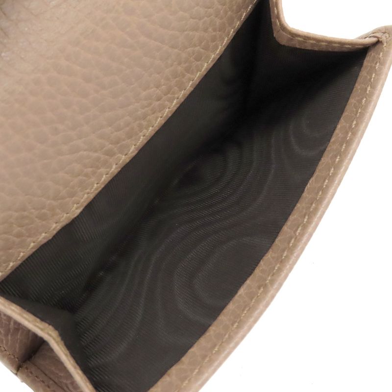 Gucci Trifold Wallet Petit Marmont Compact Wallet Leather Beige Gold Hardware