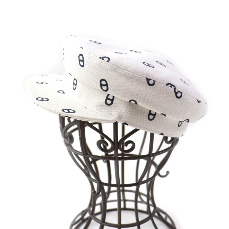 Hermes Vauban Toile Ashe Serie Hardware Chaine D'ancre Casket White Navy 56