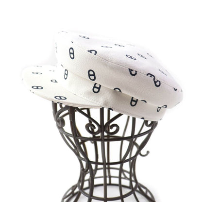 Hermes Vauban Toile Ashe Serie Hardware Chaine D'ancre Casket White Navy 56