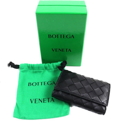 Bottega Veneta Intrecciato Compact Wallet Leather Coin Case Black Storage With