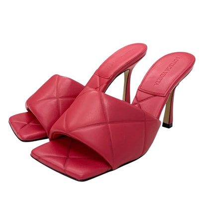 Bottega Veneta Lido Sandals Shoes Leather Pink Intrecciato Mules