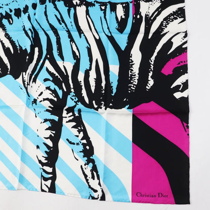 Christian DIOR 2022 D-jungle Pop Silk 100% Zebra Print Scarf Light Blue Purple