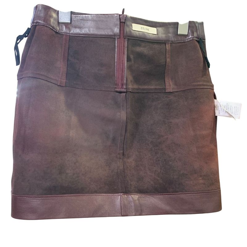 3247 Celine Dark Brown Leather Tight Skirt Size 34 Preowned Phoebe Period Lamb