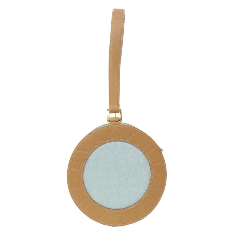 Bvlgari Bulgari Drum Bag Logomania Handbag Canvas Leather Women