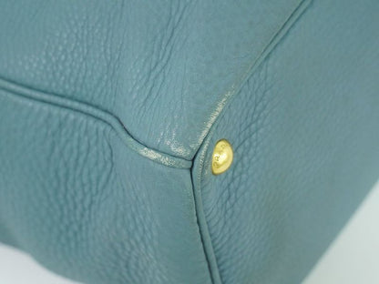 Authentic Prada Leather 2WAY Shoulder Bag Handbag Light Blue Bag Pre-owned