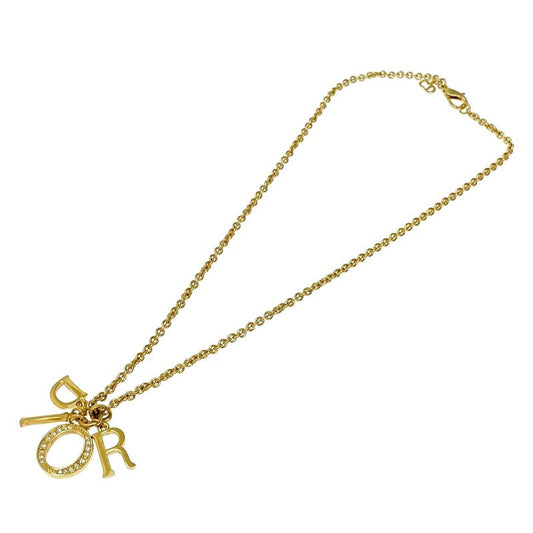 Dior GP Rhinestone Dior Logo Necklace Gold 337887 Necklace