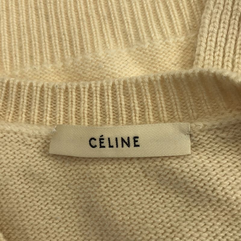 Celine - Phoebe Cashmere Triomphe Knit - XS - Ivory - Women's