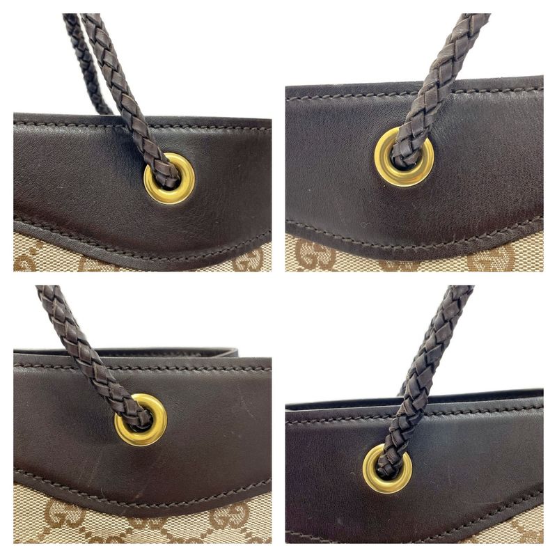 Gucci 109141 and 2123 GG Canvas Leather Shoulder Bag Brown 393403 Shoulder Bag