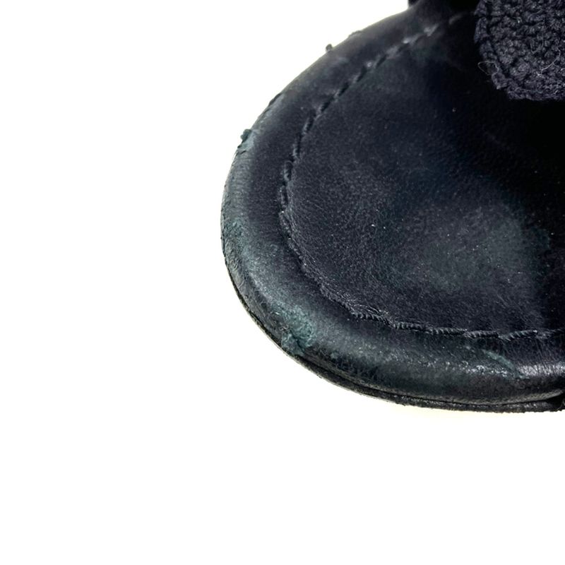 Chanel Camellia Strap Leather Sandals Black