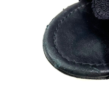 Chanel Camellia Strap Leather Sandals Black