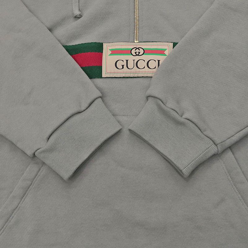Gucci Half Zip Sweat Parka S Gray 644656 100% Cotton Long Sleeve