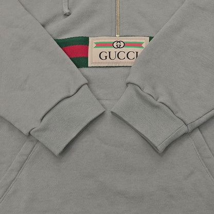 Gucci Half Zip Sweat Parka S Gray 644656 100% Cotton Long Sleeve