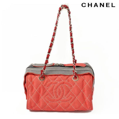 Chanel Shoulder Bag Chanel A47955 Denim Line Chain Red Navy
