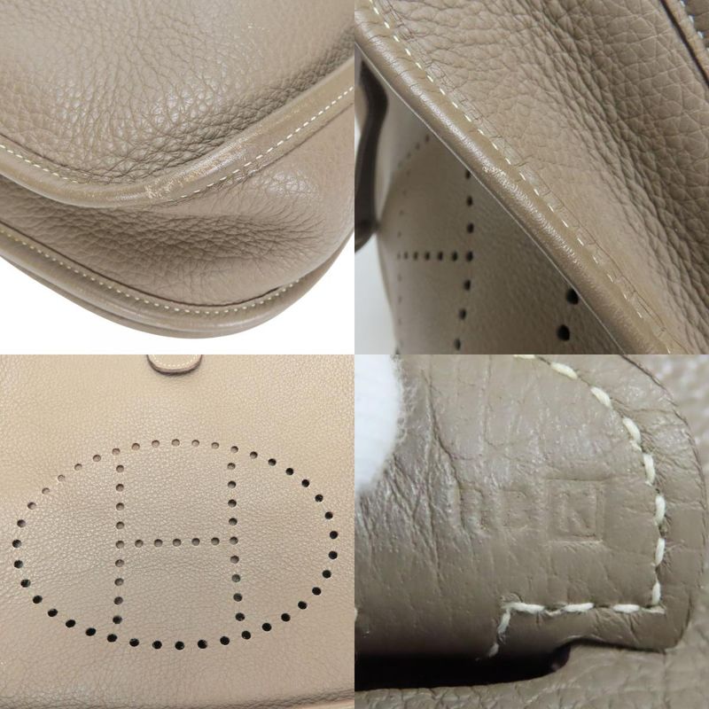 Hermes Shoulder Bag Evelyn 2PM Taurillon Clemence Etoupe Gradient Silver