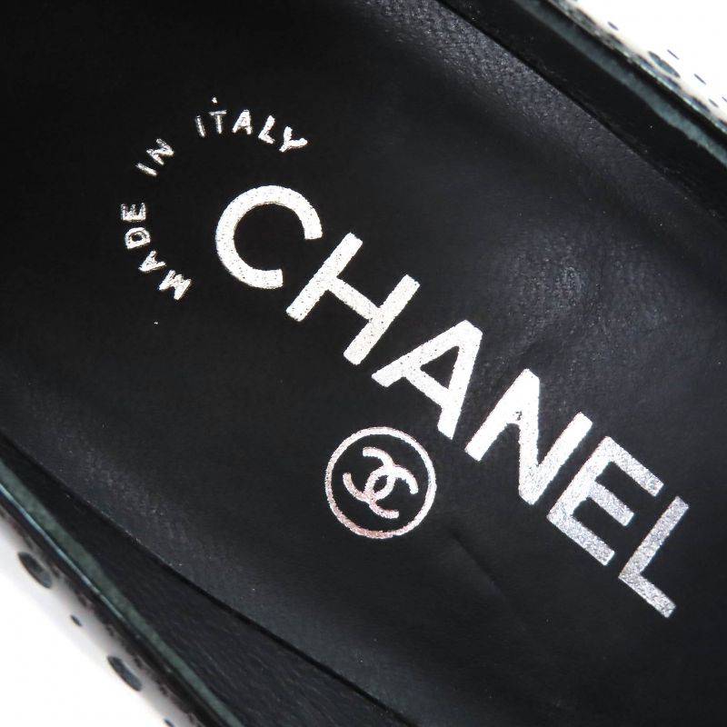 CHANEL G31216 Patent Leather Perforated Wedge Sole Pumps Black 36.5 Storage