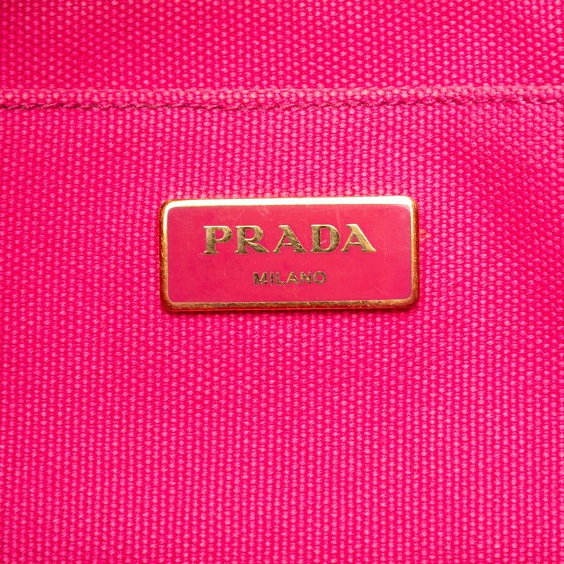 Prada Canapa Mini Tote Shoulder Bag 2WAY B2439g Pink Canvas Women Prada