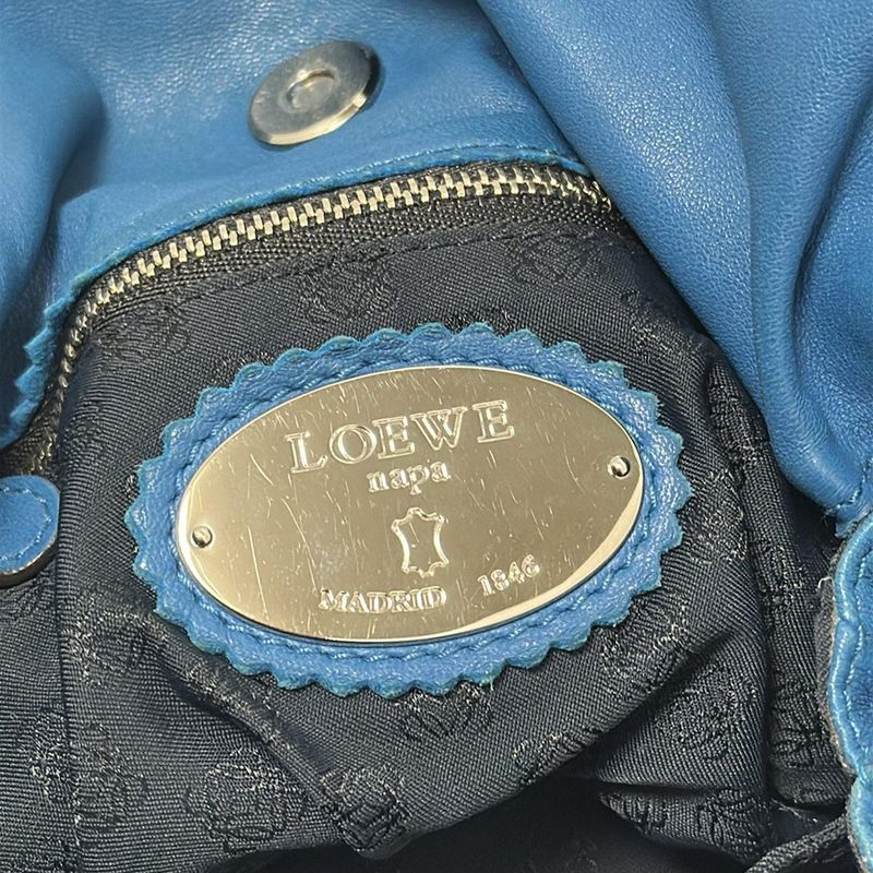 Loewe Shoulder Bag Flamenco Blue Leather