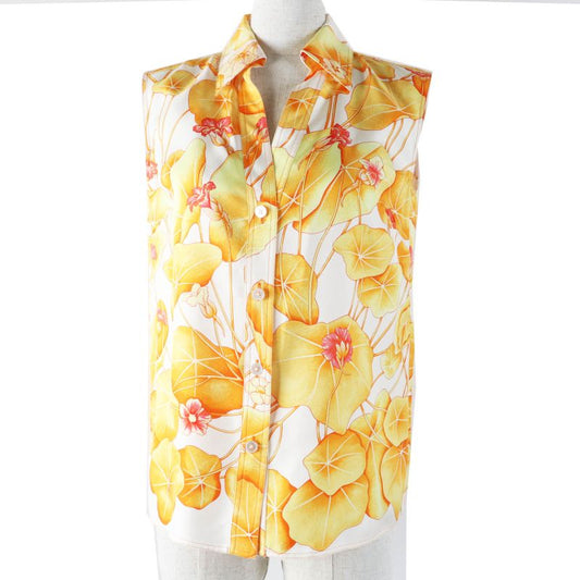 Hermes Vintage Les Capucines Golden Lotus Flower 100% Silk Margiela Period