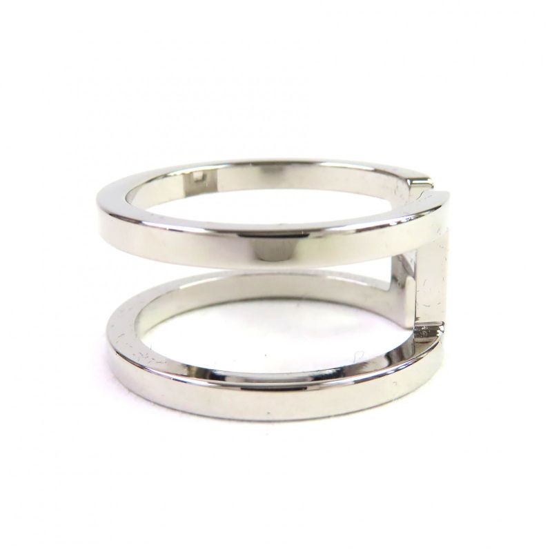 Hermes H Anne Long Palladium Scarf Ring Silver With Box And Storage Bag Made In