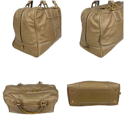 Loewe Amazona 36 Handbag Mini Boston Bag Anagram Logo Stitching Gold Nappaleathe