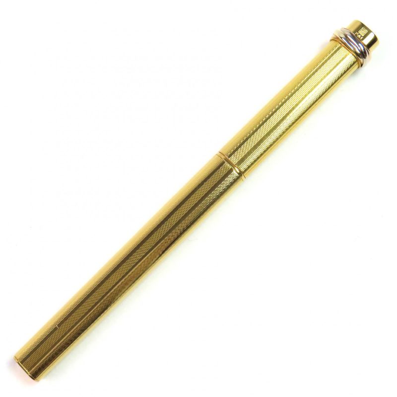 Cartier Vintage Trinity Ballpoint Pen With Cap Gold With Case Made In France
