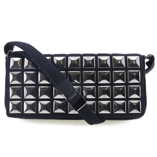 Chanel Chocolate Bar Ice Cube Cotton Black Women's Shoulder Bag