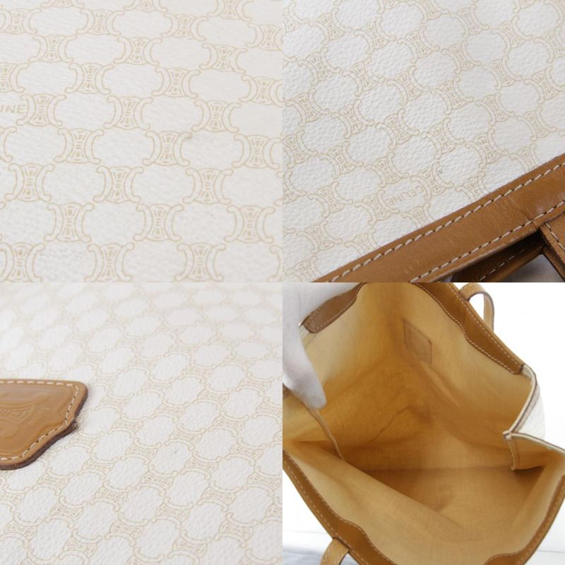 Celine Macadam Pattern Tote Bag Canvas Ladies White Blazon Engraved Logo