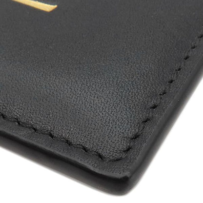 Loewe Card Case Embossed Plain Card Holder Calf Black and Gold Black Logo