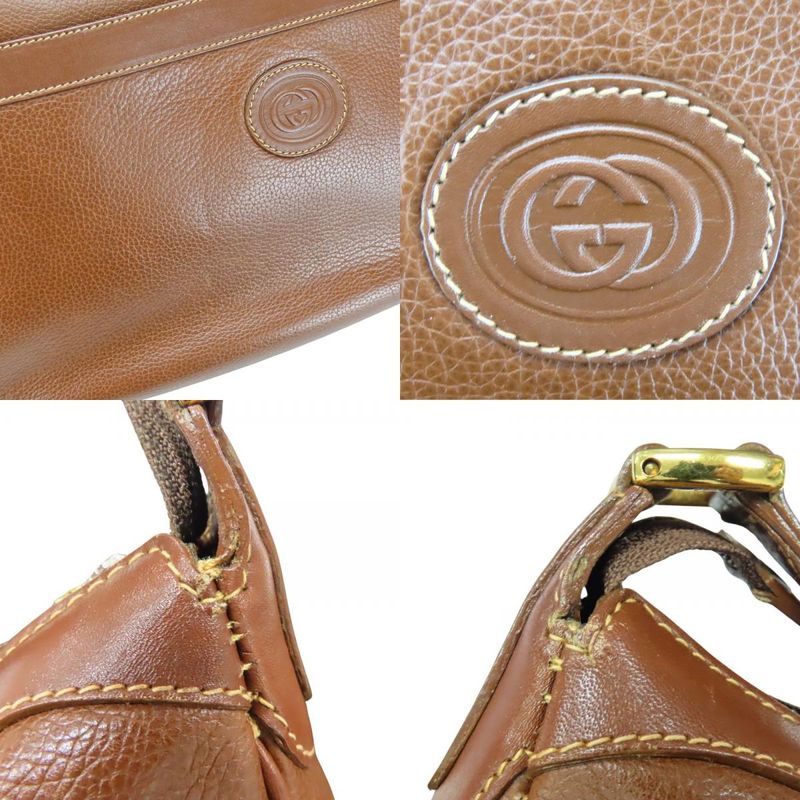 Gucci Shoulder Bag 001.104.0931 Leather Brown Gold Hardware Casual Large