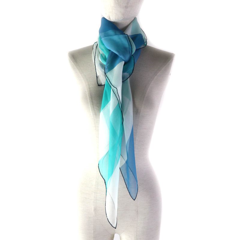 Hermes 100% Silk Muslin With Logo Large Chiffon Scarf/shawl Multicolor With Box