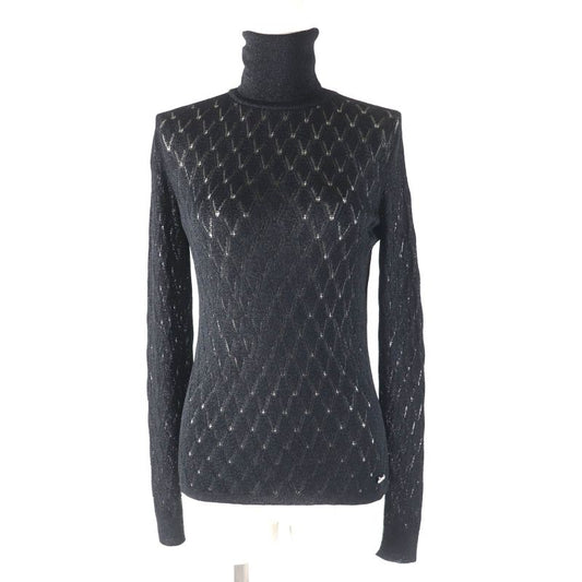 CHANEL P75380 Lame With Coco Mark Hardware Turtleneck Long Sleeve Iridescent