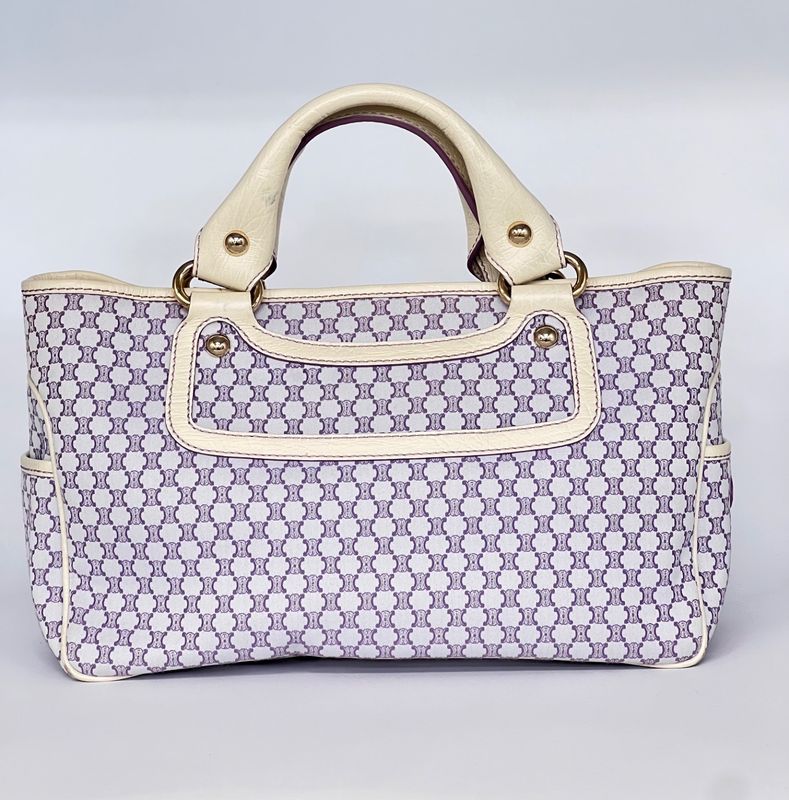 Celine Handbag Macadam Pattern Purple White 33bs140