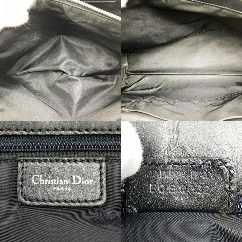 DIOR Handbag Tote Bag Trotter Canvas Leather Black Women's