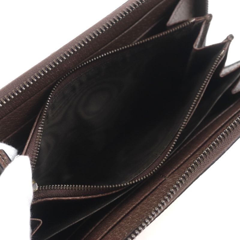 Gucci 658634 Bamboo Jumbo GG Canvas Leather Round Zipper Long Wallet Long