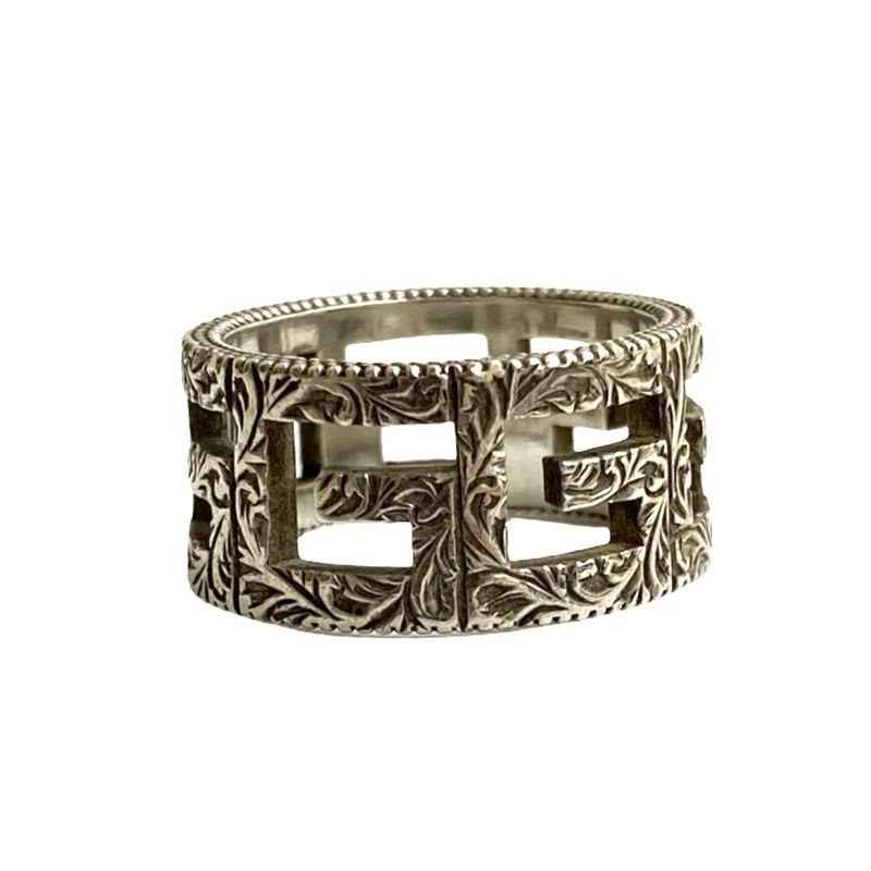 Gucci Square G Arabesque Silver 925 Ring No 18 Accessory Men's